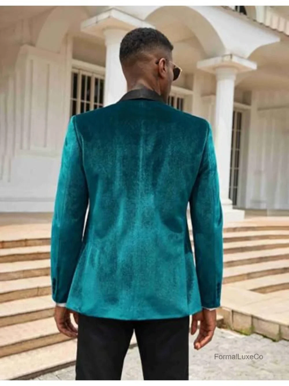 Men's Velvet Tuxedo Jacket One Button Slim Fit Shawl Collar Wedding Blazer